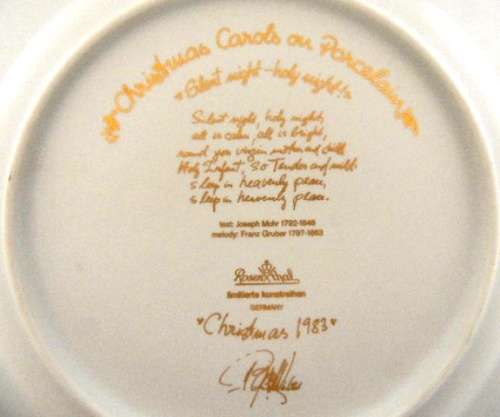 RESERVED FOR DAVID Rosenthal Plate Christmas 1983 - Silent Night