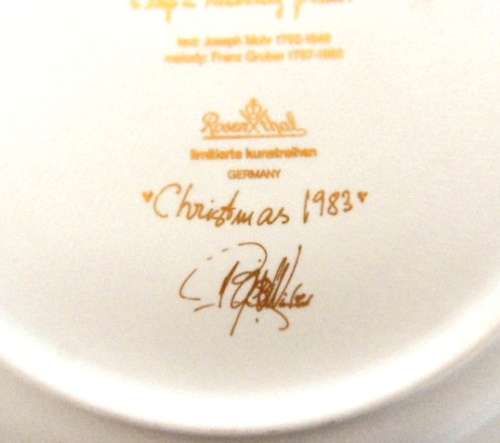 RESERVED FOR DAVID Rosenthal Plate Christmas 1983 - Silent Night