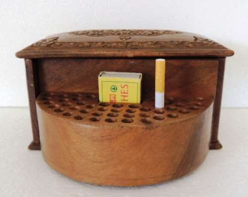 Carved Burmese Teak Cigarette Box