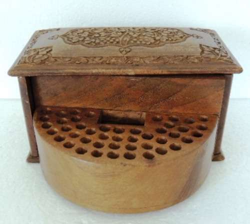 Carved Burmese Teak Cigarette Box