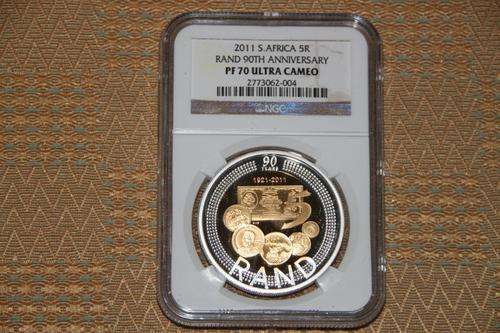 2011 SARB 90th Anniversary Silver R5 Bi-Colour Crown NGC PF70 Ultra Cameo