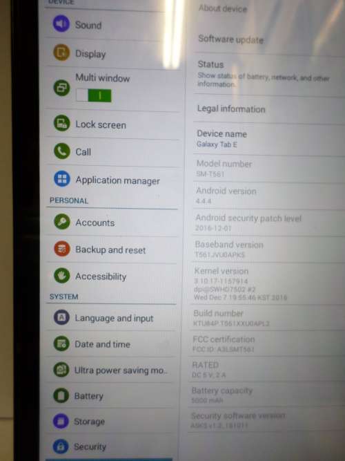 SAMSUNG TAB E MODEL- SM-T561