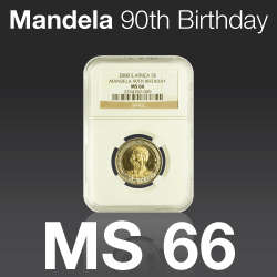 2008 Mandela 90th Birthday 5 Rand NGC MS 66