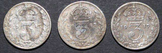 3 x 1917 Silver Tickey. Have a Look. 1 Bid for lot.