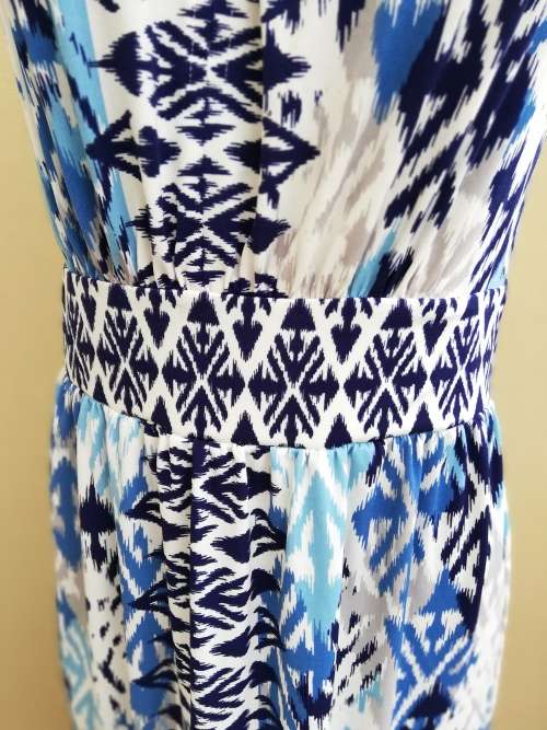 DRESS - LONDON TIMES (6/30/XS) in Blue & White Print