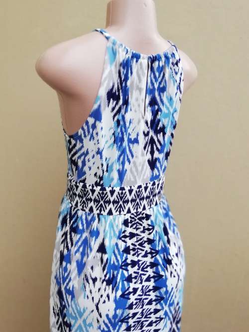 DRESS - LONDON TIMES (6/30/XS) in Blue & White Print
