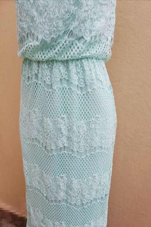 MINT GREEN LACE MAXI DRESS (28-30 XS)  FULLY LINED