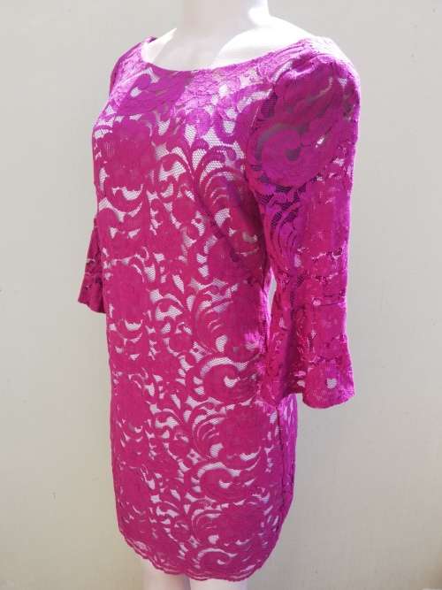 MAGENTA LACE DRESS (6) FULLY LINED
