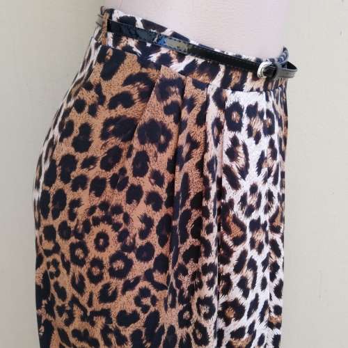 LEOPARD PRINT MAXI SKIRT WITH BELT - BROWN (36)