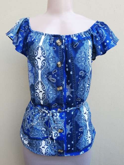 BLUE PAISLEY PRINT TOP (36/12)