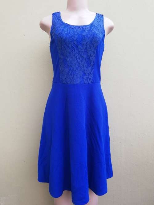BLUE FIT AND FLARE DRESS - MEDIUM
