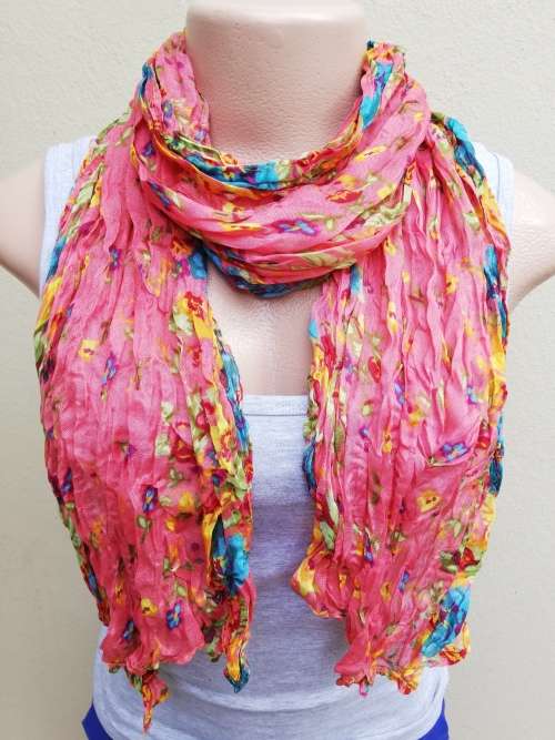 LADIES SCARF - FLORAL CORAL