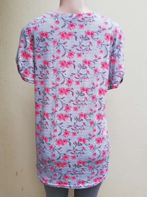 GREY & CORAL FLORAL PRINT TOP (XL) - MAXED