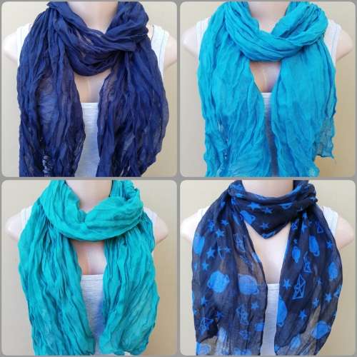 PACK OF 4 SCARVES - DIFFERENT BLUES