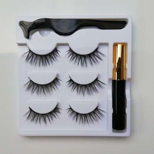 EYELASHES WITH MAGNETIC EYELINER (3 PAIRS IN BOX) 3D 75