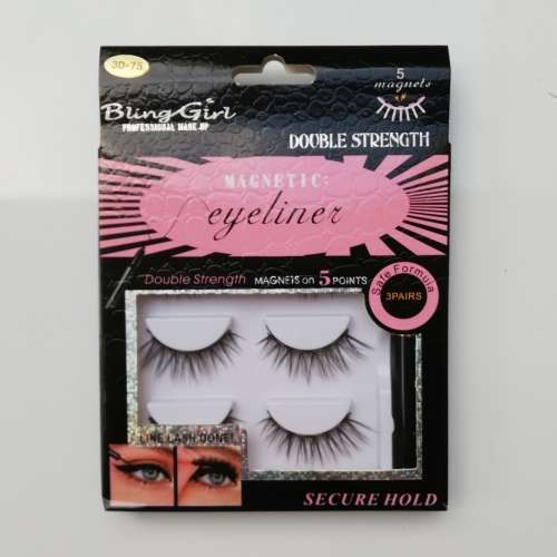 EYELASHES WITH MAGNETIC EYELINER (3 PAIRS IN BOX) 3D 75