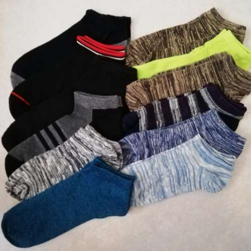MENS ANKLE SOCKS - 12 PAIRS MIXED