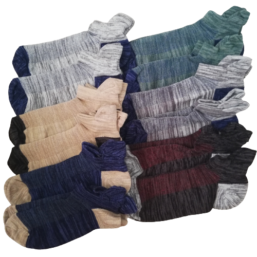 MENS REINFORCED ANKLE SOCKS - 12 PAIRS MOTTEE ZCONIA