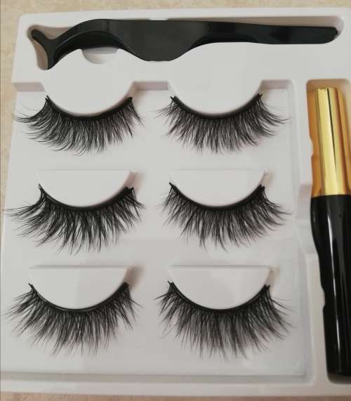 EYELASHES WITH MAGNETIC EYELINER (3 PAIRS IN BOX) 3D 66