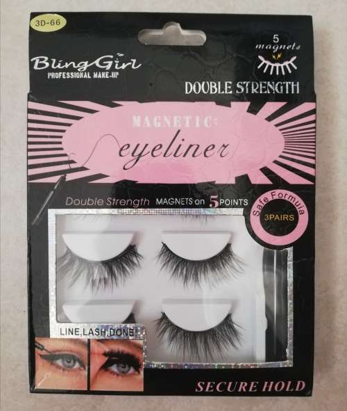 EYELASHES WITH MAGNETIC EYELINER (3 PAIRS IN BOX) 3D 66