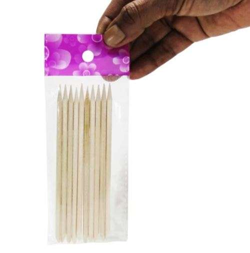 10 WOODEN CUTICLE STICKS (ORANGE STICKS)