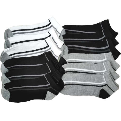 MENS ANKLE SOCKS - 12 PAIRS MIXED