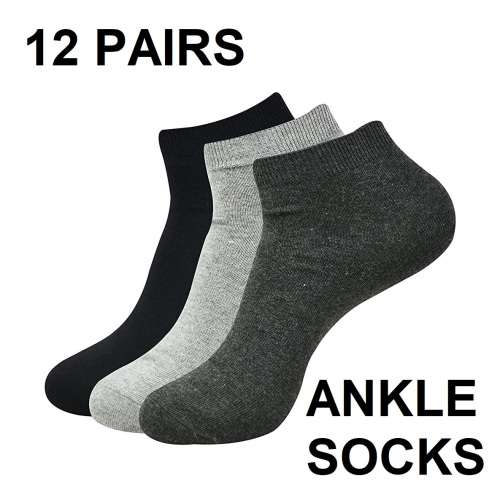 MENS ANKLE SOCKS - 12 PAIRS PLAIN