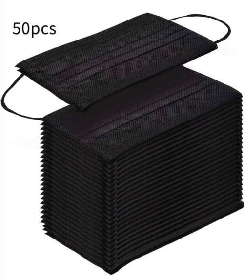 50 DISPOSABLE BLACK FACE MASKS - FACEMASKS