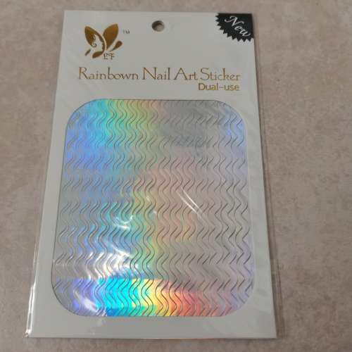 NAIL STICKERS SILVER CURVY LINES 07