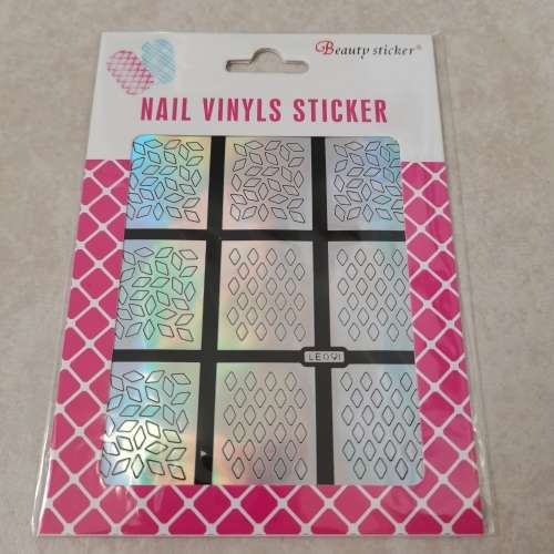 NAIL STICKERS - SILVER VINYL LE091 DIAMOND