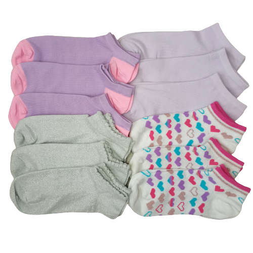 LADIES ANKLE SOCKS - 12 PAIRS MIXED