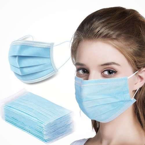 50 DISPOSABLE BLUE FACE MASKS - FACEMASKS