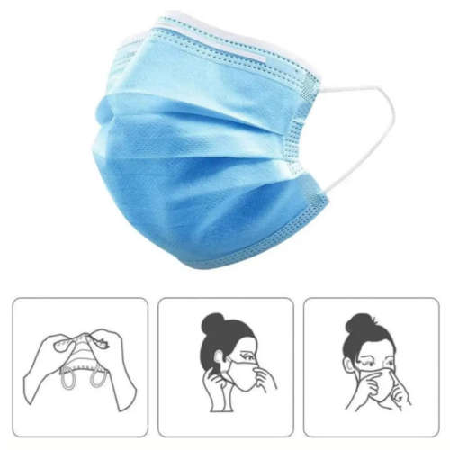 50 DISPOSABLE BLUE FACE MASKS - FACEMASKS
