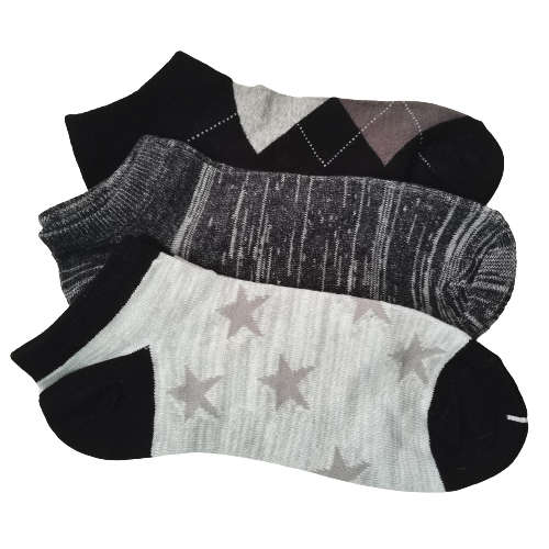 3 PAIRS MENS ANKLE SOCKS (GREY)