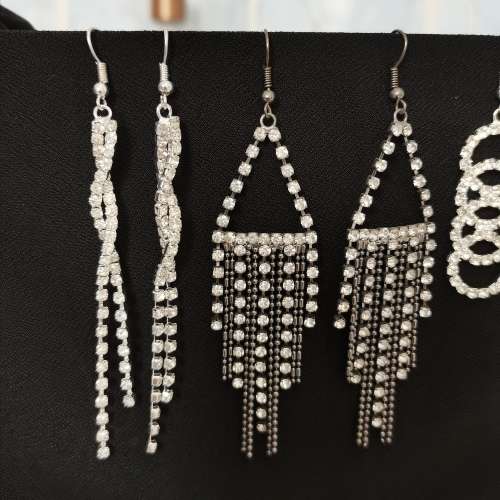 3 PAIRS OF DIAMANTE EARRINGS - NEW