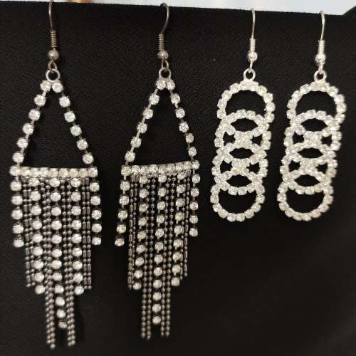 3 PAIRS OF DIAMANTE EARRINGS - NEW