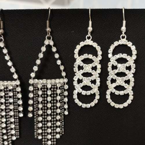 3 PAIRS OF DIAMANTE EARRINGS - NEW