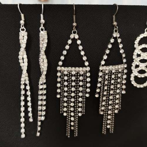 3 PAIRS OF DIAMANTE EARRINGS - NEW
