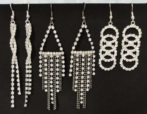 3 PAIRS OF DIAMANTE EARRINGS - NEW