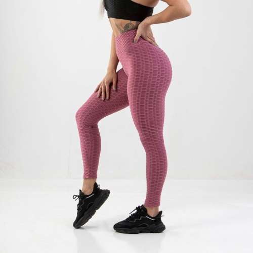HONEYCOMB HIGH WAISTED LEGGINGS - M/L PINK
