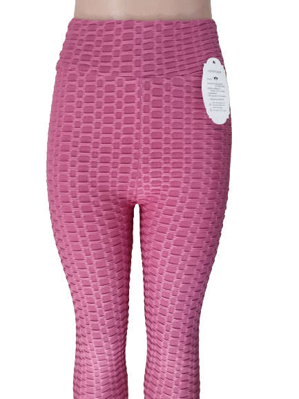 HONEYCOMB HIGH WAISTED LEGGINGS - M/L PINK