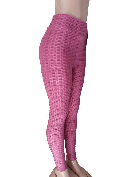 HONEYCOMB HIGH WAISTED LEGGINGS - M/L PINK