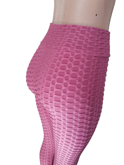 HONEYCOMB HIGH WAISTED LEGGINGS - M/L PINK