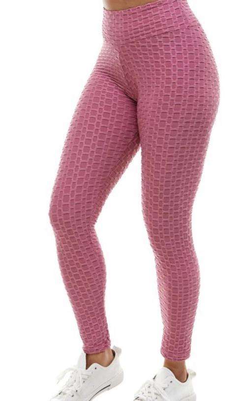 HONEYCOMB HIGH WAISTED LEGGINGS - M/L PINK