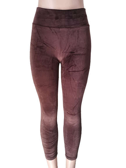 LADIES VELVET LEGGINGS - BROWN S/M