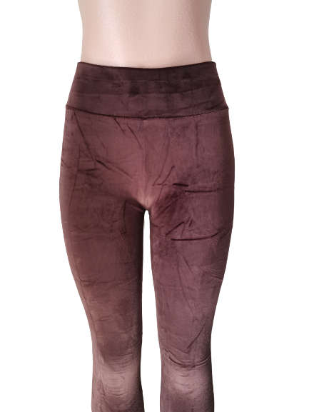 LADIES VELVET LEGGINGS - BROWN S/M