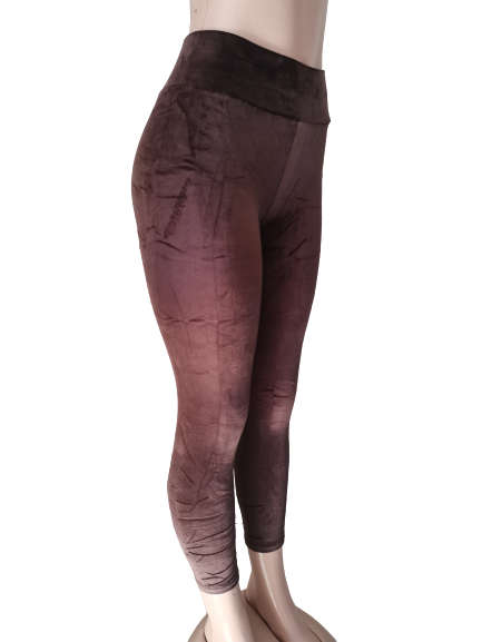 LADIES VELVET LEGGINGS - BROWN S/M