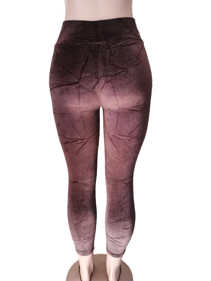 LADIES VELVET LEGGINGS - BROWN S/M