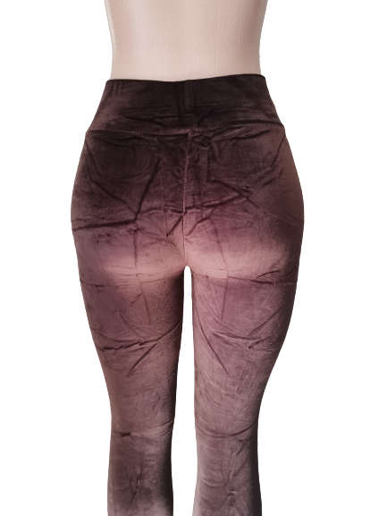 LADIES VELVET LEGGINGS - BROWN S/M