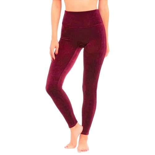 LADIES VELVET LEGGINGS - DARK RED S/M